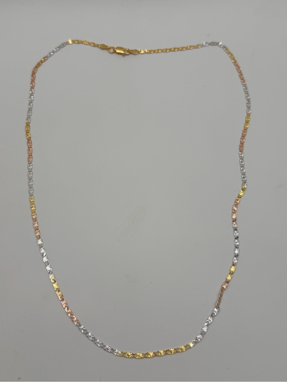 Tri-Color Link Necklace - Gold, Silver & Rose